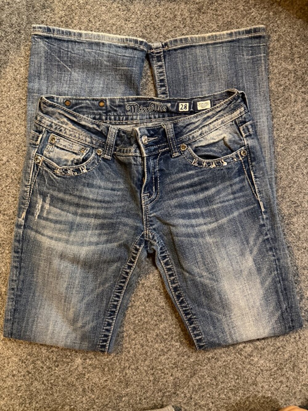 Miss Me Flare Bootcut Denim Jean Size 28 Bling Sequin Sparkle